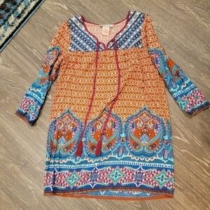 FLYING TOMATO Size Small Bohemian Peasant Dress in Indian Breeze